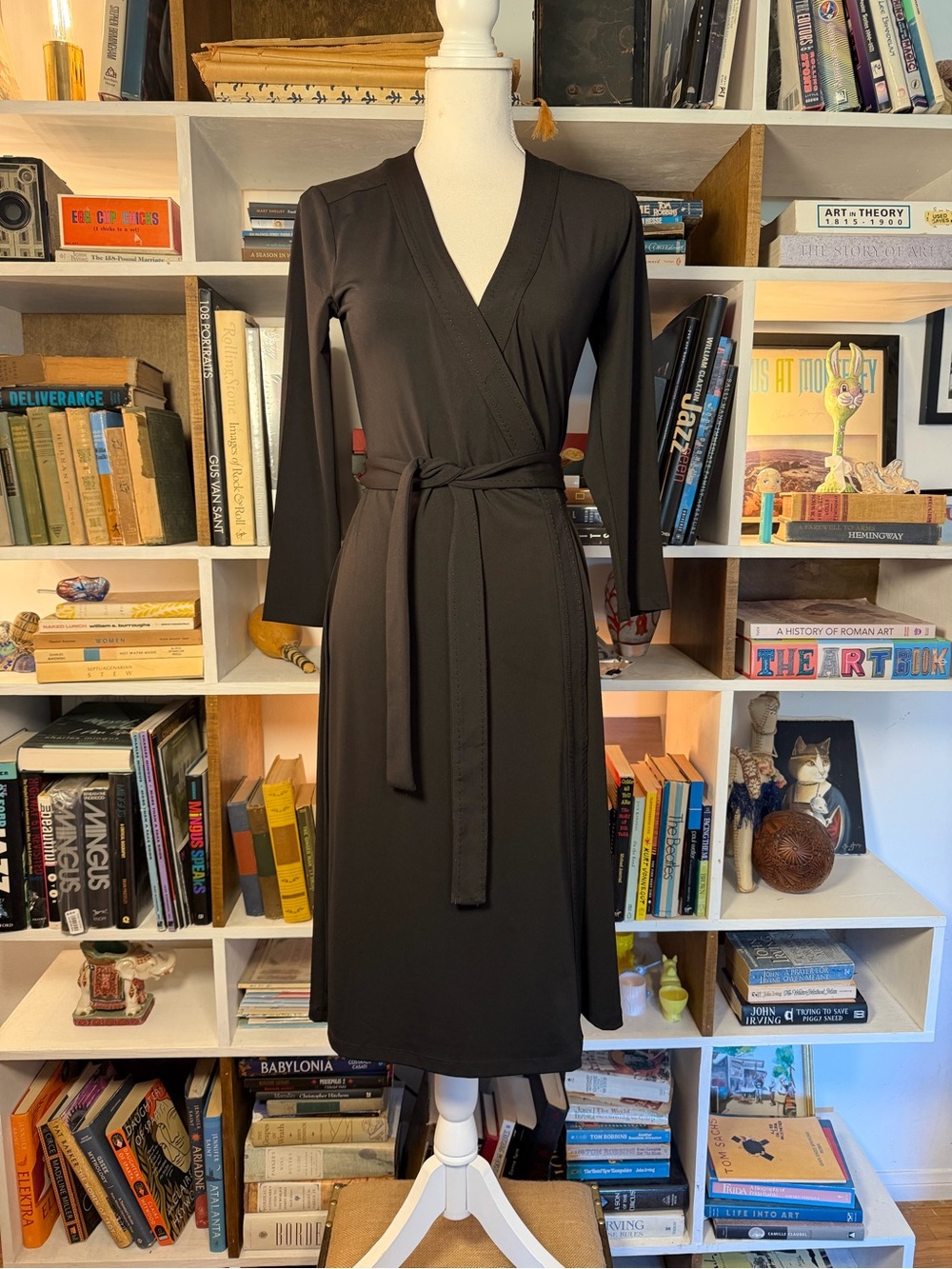 Tahari Classic Black Wrap Dress with Belt